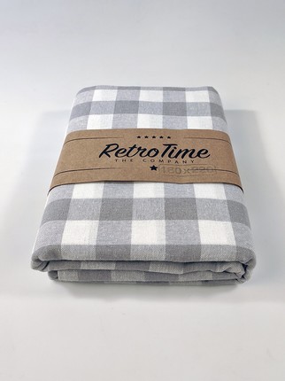  Kareli Piknik Masa ve Yer Örtüsü Retro Gri 160X220