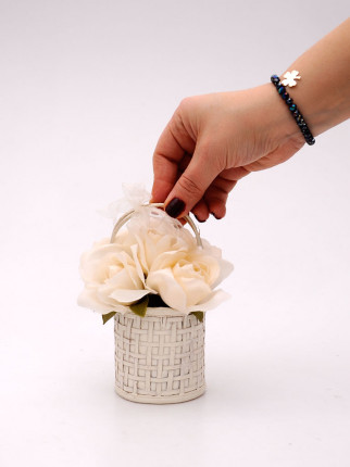  Dekoratif Çiçek - Beyaz Güller 16 cm D70095