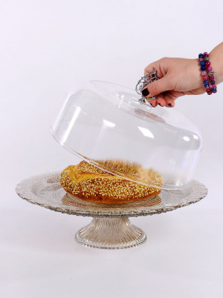  Ayaklı Kek Fanusu - Füme (33 cm)
